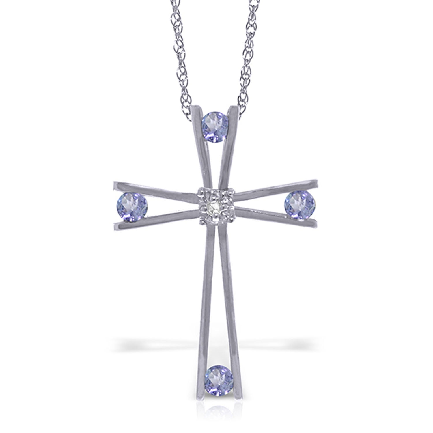 Galaxy Gold 14K Solid Gold Natural Diamond Cross Pendant Necklace for Women - White Gold Fine Jewelry