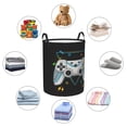 thumbnail image 3 of DouZhe Waterproof Collapsible Large Laundry Baskets, Fun Joystick Games Controller Prints Circular Hamper with Handles, 3 of 6