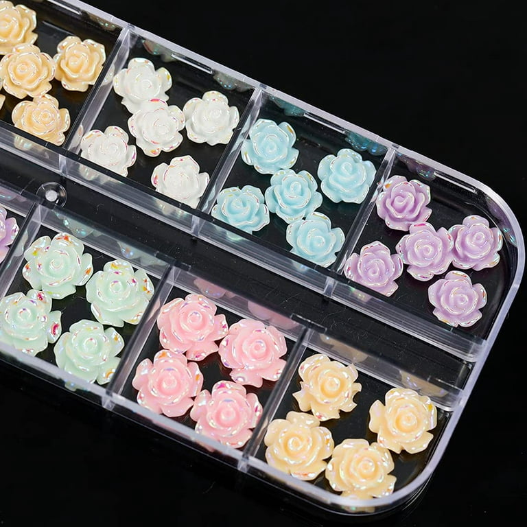 3D Flowers for Nails, 850pcs Nail Art Kit, Multi Design White/ Aurora Rose Nail  Flower Charms