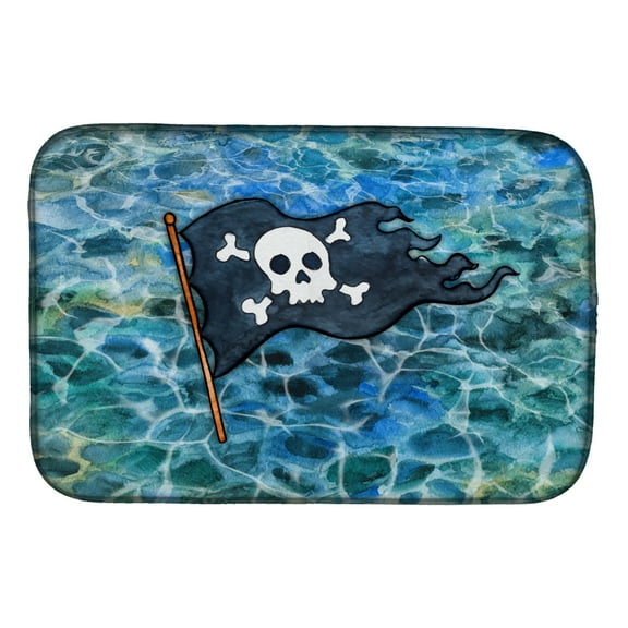 Caroline's Treasures Pirate Flag Dish Drying Mat