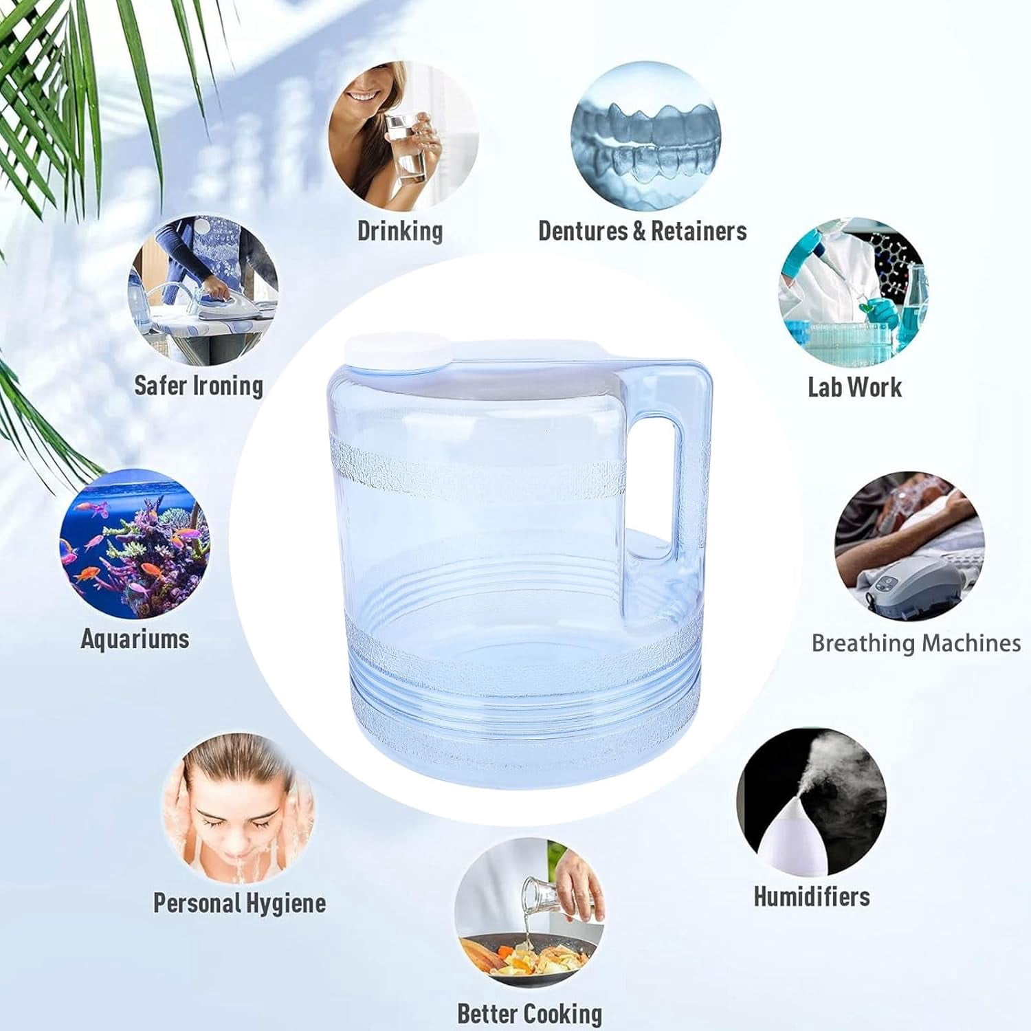 4L Water Distiller Collector Bottle Large Capacity Plastic Container Pot With Cover Handle For Countertop