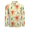 thumbnail image 3 of Lily Floral Print Casual Shirt Men Yellow Flowers Comfortable Shirt Spring Elegant Blouse Long Sleeve Custom Oversized Clothing, 3 of 7