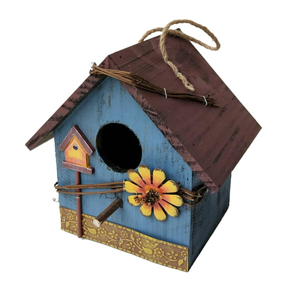 Casas Colgantes de para Pájaros, Patio Pastoral, Casa Decorativa Rústica para Pájaros con Cordón , Decoración de Jardín para Patio Al Ai Azul CUTICAT casas de aves