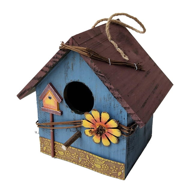 Casa de pájaros decorativa colgante, decoración de jardín y hecha para pájaros salvajes, colibrí, Cardinal, Pinzón, Bluebird Azul DYNWAVEMX casas de aves