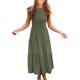 thumbnail image 4 of VISgogo Vestido de verano de color sólido para mujer, cuello redondo, manga corta con mosca, falda plisada en el pecho, falda para pastel VISgogo  moda, 4 of 6