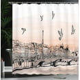 thumbnail image 4 of Ambesonne Paris Shower Curtain, Sketch of Eiffel Tower, 69"Wx84"L, Peach Grey, 4 of 5