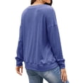 thumbnail image 6 of Xuanfei Women Buttons Solid Color Crew Neck Long Sleeve Top, 6 of 6