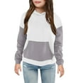 thumbnail image 2 of Edvintorg Kids Hoodies for Girls Fashion Patchwork Printed Long Sleeved Casual Pullover Sweatshirt with Pocket 4-14 Years Lightweight Sweatshirts for Girls, 2 of 3