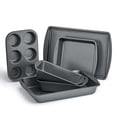 thumbnail image 4 of 6-Piece Non-Stick Carbon Steel Bakeware Set Gray - Easy Release for Cookies Muffins & Breads, 4 of 6