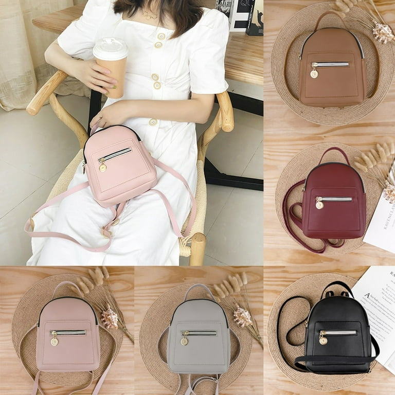 Mini Backpack Women PU Leather Shoulder Bag Girls Multi-Function Small  Bag-pack