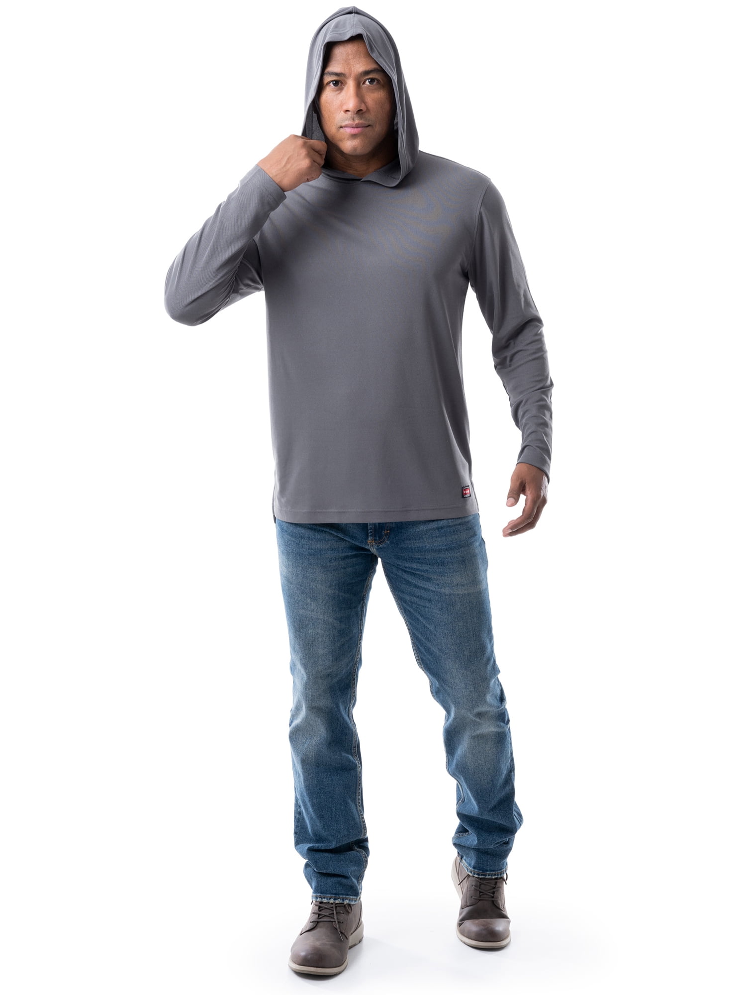 Wrangler Workwear Men's Long Sleeve UPF 40 Sun Shirt with Hoodie, sizes S-3XL