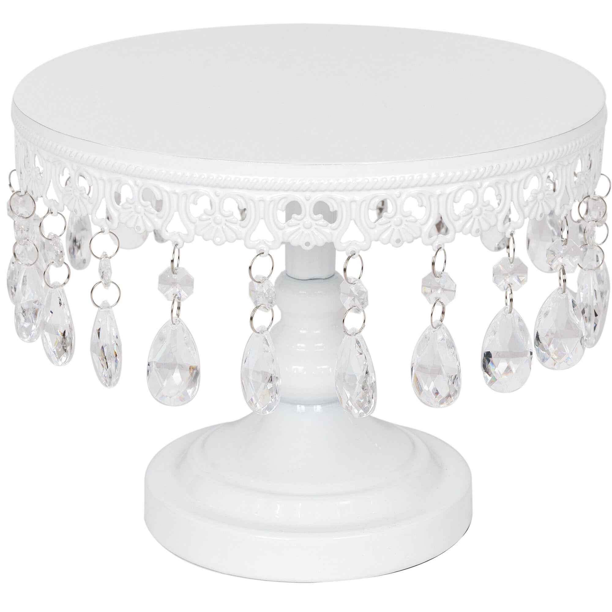 Hawoo 10'' Silver Round Metal Cake Stand Dessert Display Stand with