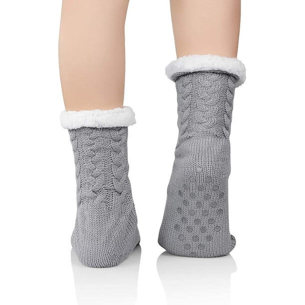Womens Slipper Socks with Grippers Cozy Women Slipper Socks Fleece Lined Slipper  Socks for Women with Grippers 