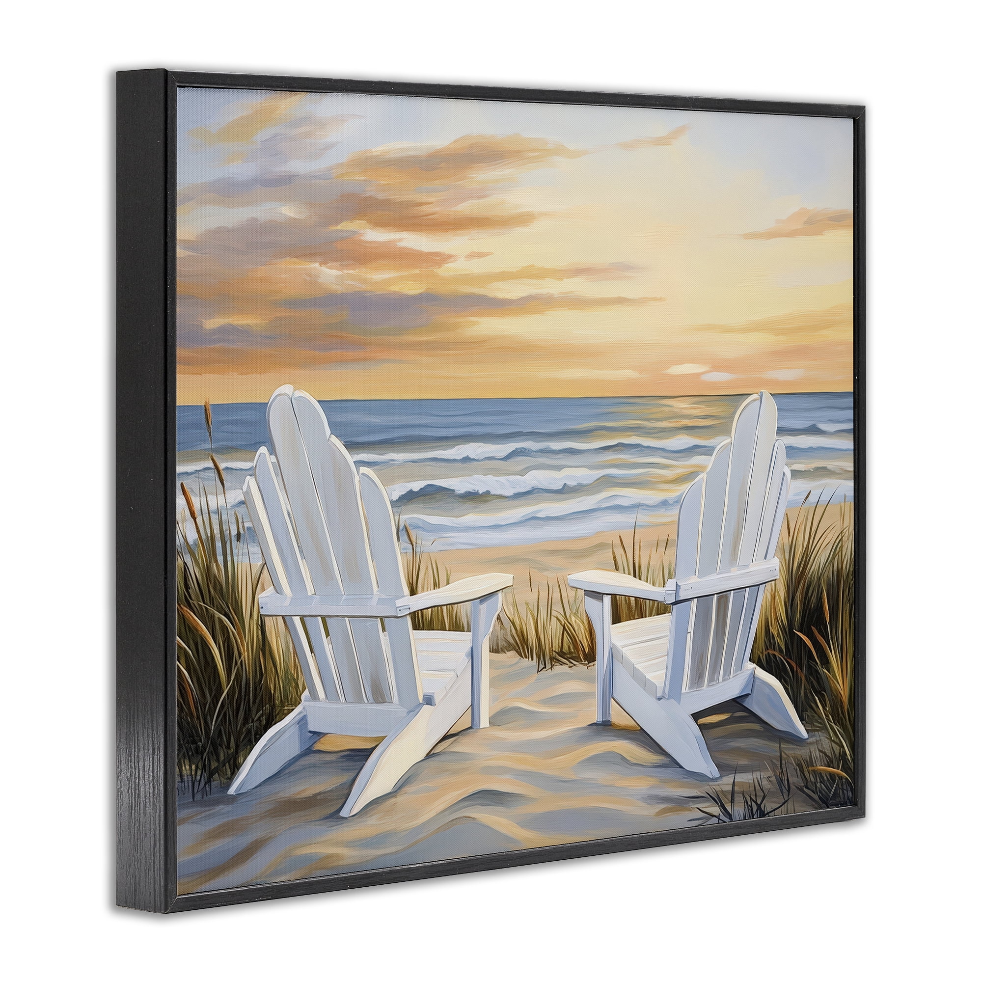 Stupell Industries Wave Watching Spot at Sunset Black Framed Giclee Art, design by Petal Prints Design