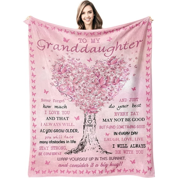 Granddaughter Gifts from Grandma, Granddaughter Gifts Blanket, Gifts for Granddaughter, Birthday Anniversary Graduation Gift for Granddaughter from Grandparents, to My Granddaughter Blanket 50x60 in