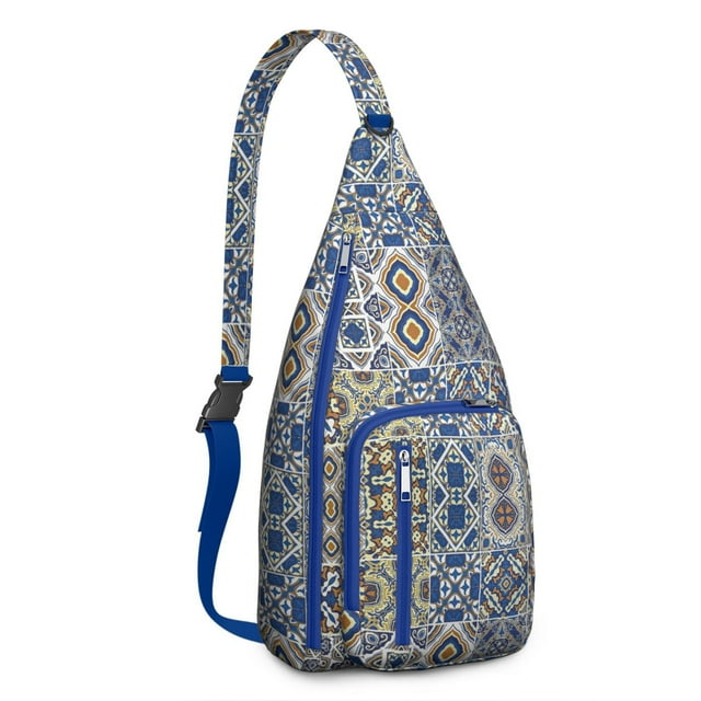 Retro Geometric Sling Backpack - Vintage Abstract Crossbody Bag, Multi-Functional Hiking Pack