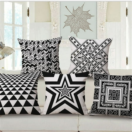Patio Throw Pillows On Sale Meigar Abstract Couch Cushion Pillow Covers 18x18 Square Zippered Cotton Linen Standard Decorative Waist Throw Pillow Covers Slip Case Protector for Sofa Chair Seat Patio ()