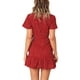 thumbnail image 2 of Vestido estampado de manga corta de verano para mujer Vestidos cortos casuales con cuello en V Ormromra WRQX-284-3, 2 of 4