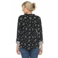 thumbnail image 3 of White Mark Women's Pleated 3/4 Sleeve Leaf Print Blouse, 3 of 5