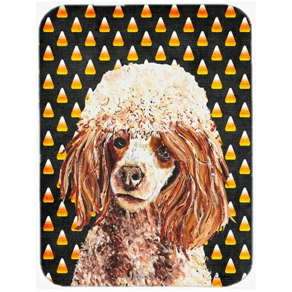 Red Miniature Poodle Candy Corn Halloween Mouse Pad, Hot Pad Or Trivet, 7.75 x 9.25 In.