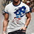 thumbnail image 4 of Men's Street Fashion Graphic Tee, Short Sleeve Casual Shirt with Vintage American Flag Design ,Sky Blue L, 4 of 5
