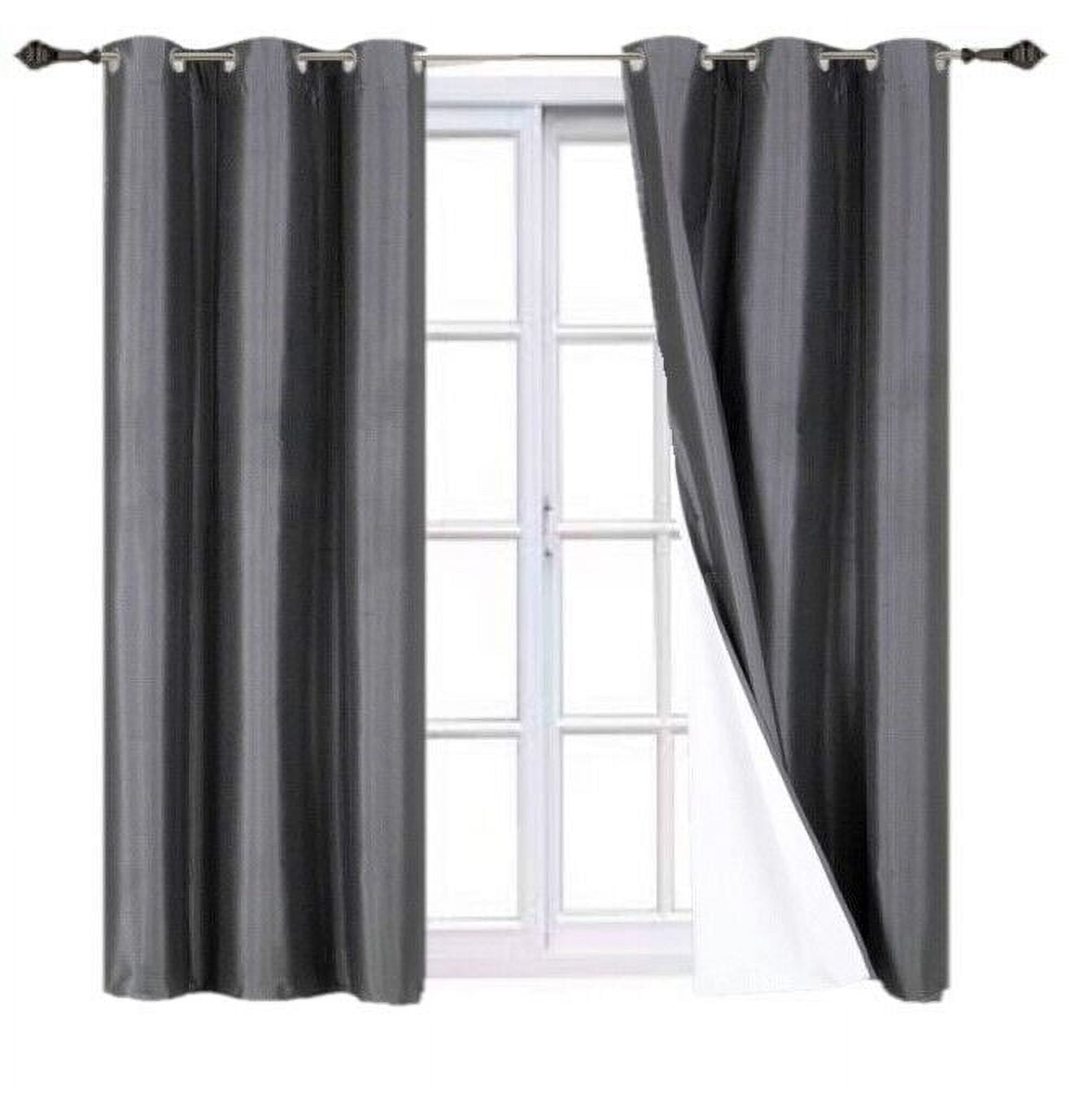 Full Room Darkening 100% Blackout Curtain set of 2 Panels Charcoal Color Top Grommets For Bedroom, Living Room Home Décor 84 inch Long