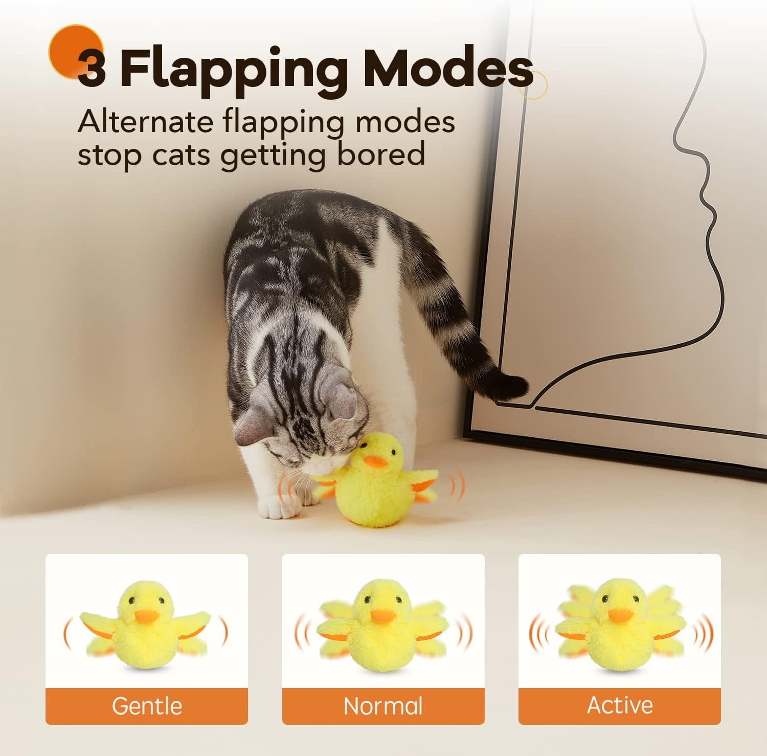 Cat Toy - Rechargeable Flapping Duck with Catnip, Touch-Activated Chirping Sound, Fluttering Wings Interactive Plush, Kitten Kicker Toy for All Breeds(1Pcs, B)