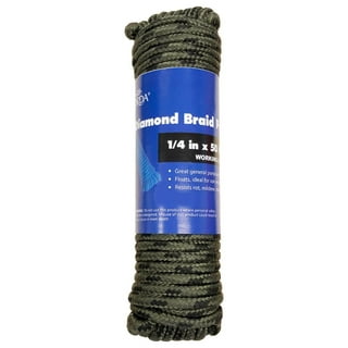 Hyper Tough Item# MFP850B-HT, Polypropylene Diamond Braid Rope, Black, 1/4  Diameter x 50' Length, 1 Each
