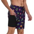 thumbnail image 3 of Picia Mexican Frogs pattern Mens Swim Trunks with Compression Liner Stretch Beach Shorts Quick Dry with Zipper Pockets No-Chafing Board Shorts-X-Large, 3 of 9