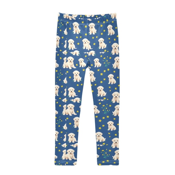 Dog Flower Printed Leggings Yoga Pants for in 4t to 10t