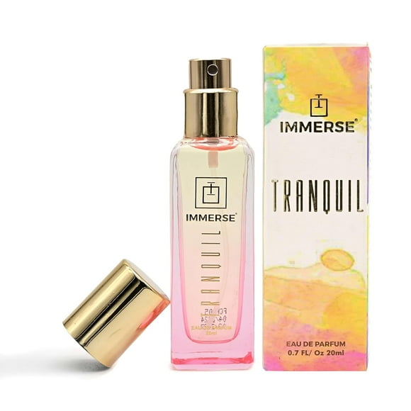 Immerse Tranquil Eau De Parfum For Men & Women 20ml, 0.67 Fl.oz. | Premium Long Lasting Unisex Perfume - With Vanilla, Black Lotus & Raspberry Notes | Perfect Gift For Birthday, Anniversary