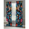 thumbnail image 4 of Mexico Flower Bird Sheer Curtains 96 Inches Long 2 Panels Vintage Colorful Symmetry Art Light Filtering Semi Sheer Window Curtains Drapes for Bedroom Living Room 52"x96", 4 of 7