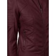 thumbnail image 3 of Made by Johnny Women's Vegan Leather Motorcycle Jacket M WINE, 3 of 6