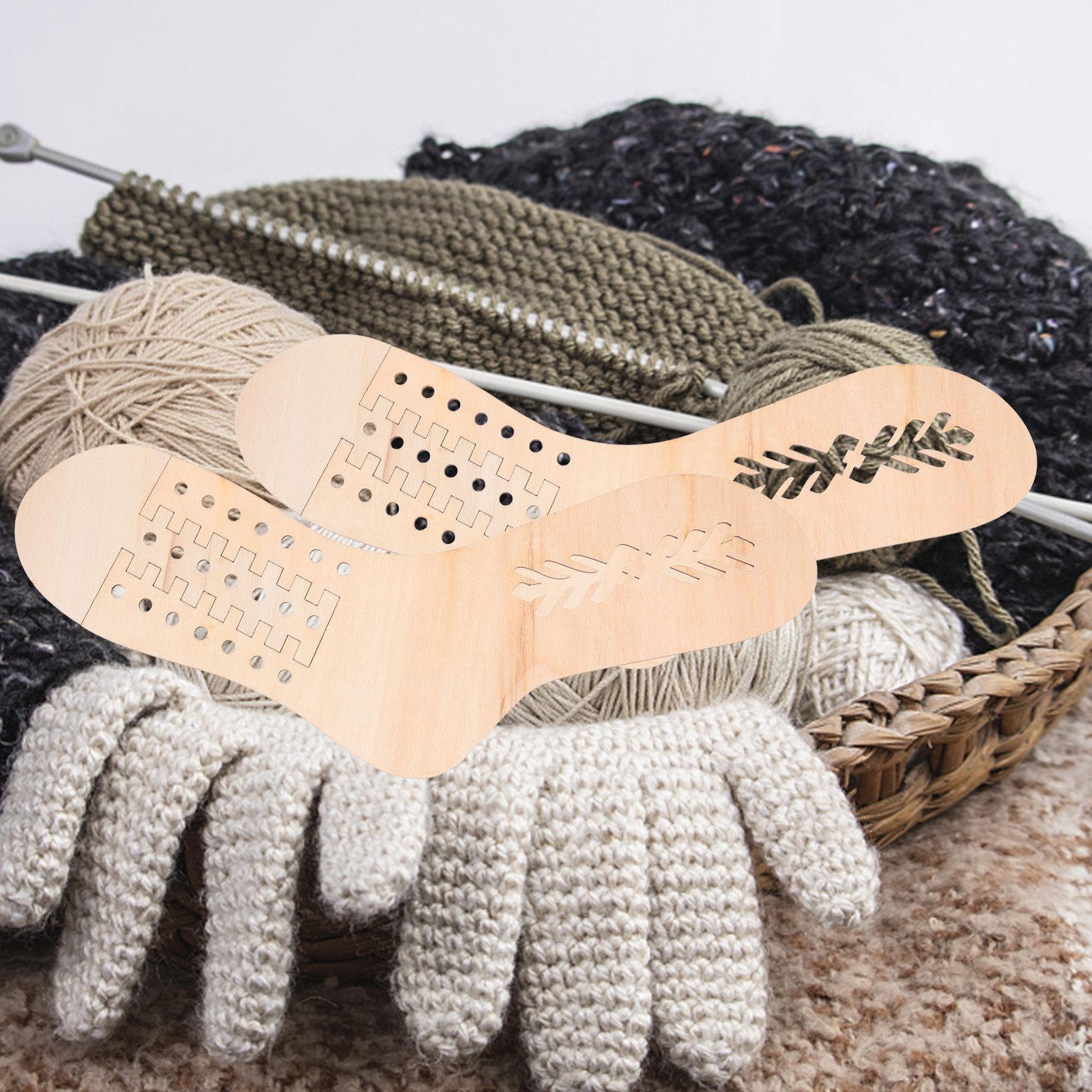 2 Pair of Weave Knitting Sock Tools Wood Sock Blockers DIY Sock ...