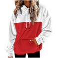thumbnail image 5 of Women's Color Block Brushed Fleece Hoodie, Drawstring Hood Pullover, Soft Plush Sweatshirt, Casual Loungewear Top, Winter Comfort Wear, Cozy Pocket Hoodie Dark Purple XL, 5 of 5