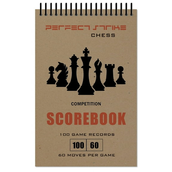 Perfect Strike Chess SCOREBOOK with Rules and Scoring Instructions. Heavy duty. Practice and Competition. TS-100:60