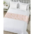 Pink Santa Christmas Bed Runner for Cal.King Size Bed, Xmas Decorative