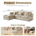 thumbnail image 6 of bokifol Cloud Sectional Couches for Living Room,Convertible L-Shape Couch with Ottoman,3 Seater Modular Sectional Sofa(Khaki), 6 of 13