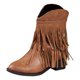 thumbnail image 1 of Zapatos Botines de mujer Botas con borlas de Color sólido Retro informales para mujer botas cómodas de tacón grueso a media botas occidentales de talla grande botines botas (Brown 7.5), 1 of 6