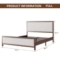 thumbnail image 6 of Full Size Metal Bed Frame with Linen Headboard and Footboard Wood Grain Upholstered Platform Bed with Rivet No Noise No Box Springs Required Easy Assembly Walnut, 6 of 7