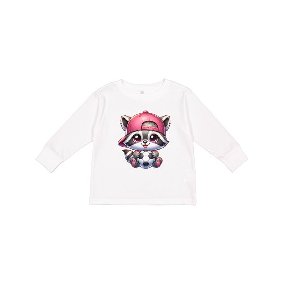 Inktastic Soccer Raccoon Girls Long Sleeve Toddler T-Shirt