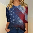 thumbnail image 2 of Women's 250th Anniversary Usa Shirt Independence Day Patriotic Star Print Crew Neck 3/4 Sleeve July 4th Top, 2 of 4