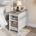 thumbnail image 2 of DWVO Farmhouse Nightstand End Table with Charging Station, Sofa Side Table with Storage Cabinet, White, 2 of 7