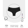thumbnail image 6 of FINETOO Cotton Underwear For Women Lace Brazilian Panties Soft Breathable Cheeky Bikini for Ladies 6 Pack, 6 of 6