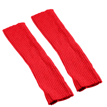 

1 Pair Leg Socks Winter Warm Keeping Leg Sleeve Candy Color Knitted Calf Warmer for Adults Red
