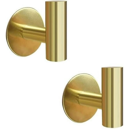 

HYKE Brushed Gold Stainless Steel & Nickel Heavy Duty Waterof Wall Mounted Towel Hooks 2 Pcs