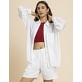 thumbnail image 2 of Moomaya, Solid Womens 2 Pcs Co-Ord Set, Crinkle Rayon Long Shirt With Shorts, 2 of 9