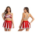thumbnail image 1 of Alvivi Women Adults Cheerleader Uniform Cross Crop Top+Pleated Skirt, 1 of 7