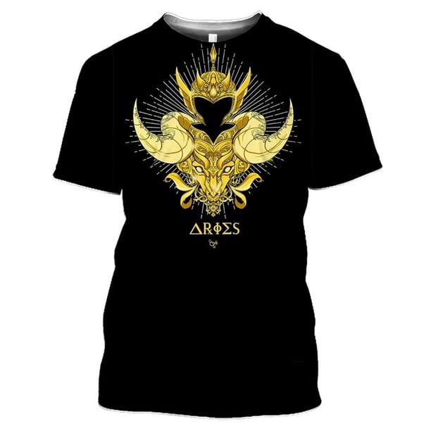 Camisetas con estampado 3D de Anime para hombres y mujeres, ropa de calle de Saint Seiya, cuello redondo, Tops Harajuku de gran tamaño, ropa para niños, Verano Qiuyongming unisex