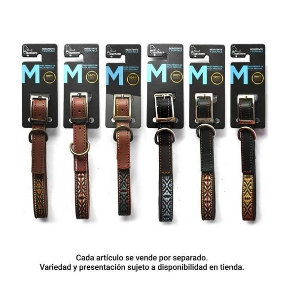 Collar para Perro Leathern de Cuero Varios Colores Talla Mediana 1 Pza